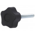 VCT.25 P-M5X30-C9; Knob; Ø: 25mm; Ext.thread: M5; 30mm; H: 19mm; technopolymer (PA); ELESA+GANTER