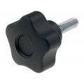 VCT.32 P-M6X20; Knob; Ø: 32mm; Ext.thread: M6; 20mm; H: 23mm; technopolymer (PP); ELESA+GANTER