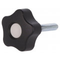 VCT.32 P-M6X30-C3; Knob; Ø: 32mm; Ext.thread: M6; 30mm; H: 23mm; technopolymer (PP); ELESA+GANTER