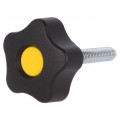 VCT.32 P-M6X30-C4; Knob; Ø: 32mm; Ext.thread: M6; 30mm; H: 23mm; technopolymer (PP); ELESA+GANTER
