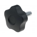 VCT.50 P-M10X20-C9; Knob; Ø: 50mm; Ext.thread: M10; 20mm; H: 32mm; technopolymer (PP); ELESA+GANTER VCT.50 P-M10X20-C9; Knob; Ø: 50mm; Ext.thread: M10; 20mm; H: 32mm; technopolymer (PP); ELESA+GANTER