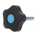 VCT.50 P-M10X40-C5; Knob; Ø: 50mm; Ext.thread: M10; 40mm; H: 32mm; technopolymer (PP); ELESA+GANTER