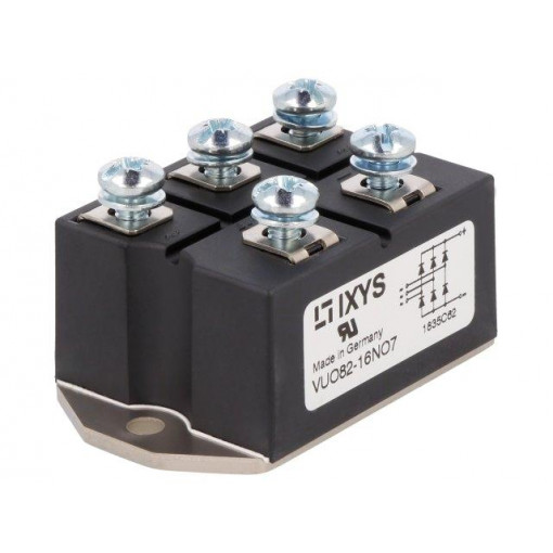 VUO82-16NO7; Three-phase bridge rectifier; Urmax: 1.6kV; If: 90A; Ifsm: 750A; IXYS