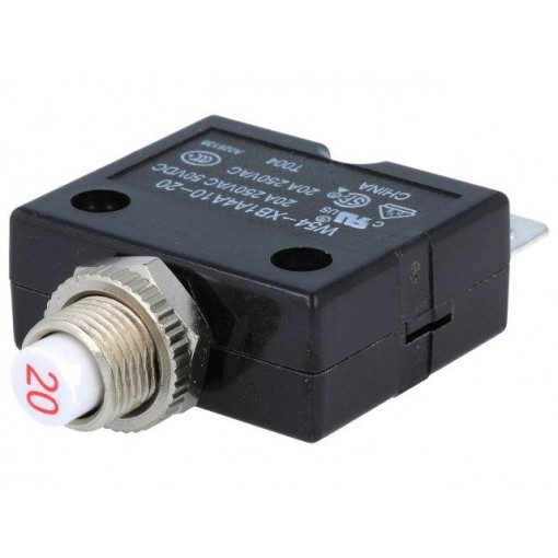 1423674-9; Circuit breaker; Urated: 250VAC; 50VDC; 20A; SPST-NC; Poles: 1; TE Connectivity