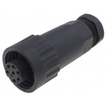 WA22K7ZE1II; WA22; plug; female; PIN: 7; 6+PE; IP67; 7÷8.5mm; 10A; soldering; 250V; WEIPU