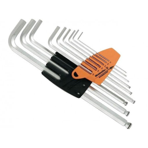 90088500000; Key set; hexagon keys; Chrom-vanadium steel; Pcs: 9; WEIDMÜLLER