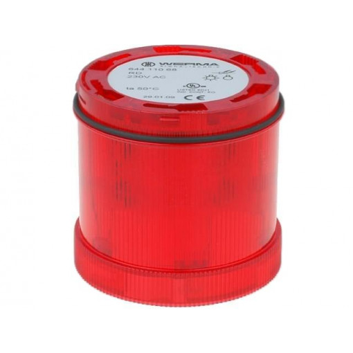 64411068; Signaller: lighting; LED; red; Usup: 230VAC; IP65; Ø70x65mm; WERMA
