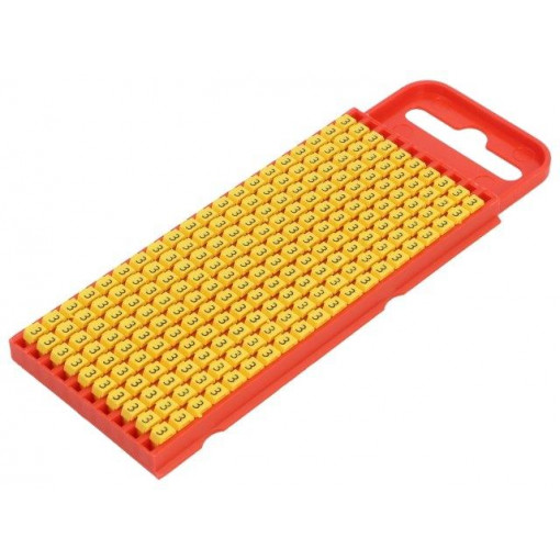 561-01634; Markers for cables and wires; Label symbol: 3; 2÷2.8mm; yellow; HELLERMANNTYTON