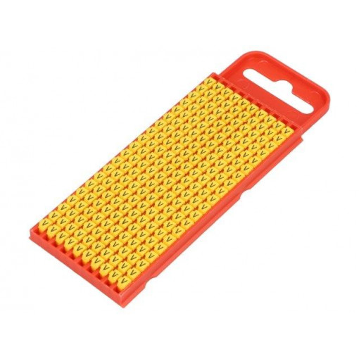 561-01224; Markers for cables and wires; Label symbol: V; 2÷2.8mm; yellow; HELLERMANNTYTON