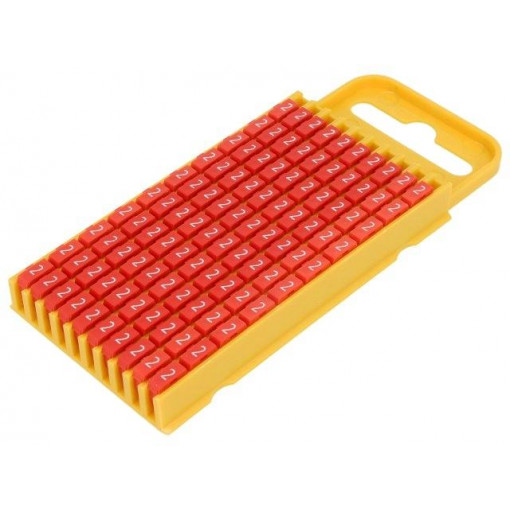 561-03622; Markers for cables and wires; Label symbol: 2; 4.3÷5.3mm; red; HELLERMANNTYTON