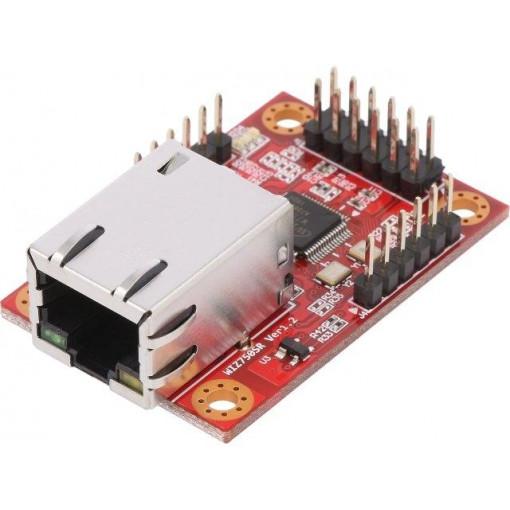WIZ750SR-232; Module: Ethernet; RJ45 magnetically shielded,pin header; 3.3VDC; WIZNET