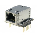 WIZ820IO; Module: Ethernet; Comp: W5200; 3.3VDC; SPI; RJ45,pin header; 2.54mm; WIZNET