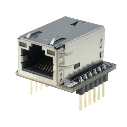 WIZ820IO; Module: Ethernet; Comp: W5200; 3.3VDC; SPI; RJ45,pin header; 2.54mm; WIZNET