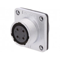 WS16K4ZZ; WS; socket; female; PIN: 4; flange (4 holes),for panel mounting; WEIPU