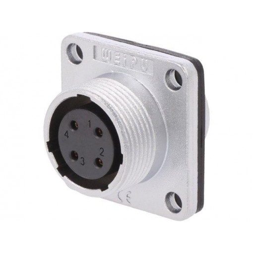 WS16K4ZZ; WS; socket; female; PIN: 4; flange (4 holes),for panel mounting; WEIPU
