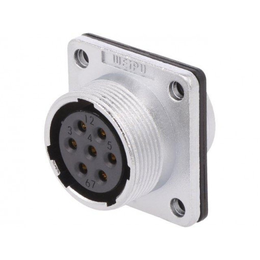 WS20K7ZZ; WS; socket; female; PIN: 7; flange (4 holes),for panel mounting; WEIPU