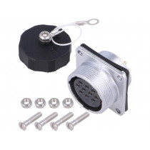 WS24K10ZZ; WS; socket; female; PIN: 10; flange (4 holes),for panel mounting; WEIPU