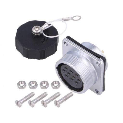 WS24K10ZZ; WS; socket; female; PIN: 10; flange (4 holes),for panel mounting; WEIPU