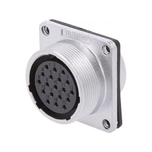 WS24K19ZZ; WS; socket; female; PIN: 19; flange (4 holes),for panel mounting; WEIPU