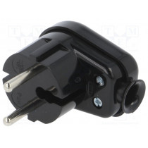 WT-16 K2 CZ; Connector: AC supply; male; plug; 2P; 250VAC; 16A; black; for cable; TIMEX-ELEKTRO