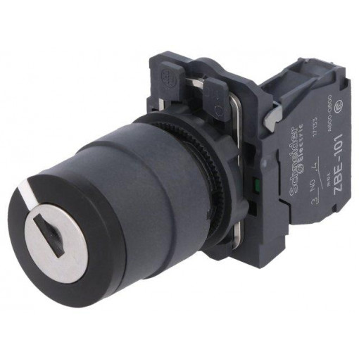 XB5AG21; Switch: rotary with key; Stabl.pos: 2; NO; 3A/240VAC; 0.55A/125VDC; SCHNEIDER ELECTRIC