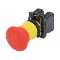 XB5AS8444; Switch: emergency stop; Stabl.pos: 2; NC x2; 3A/240VAC; 22mm; red; SCHNEIDER ELECTRIC