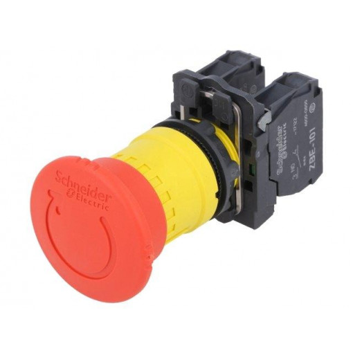 XB5AS8445; Switch: emergency stop; Stabl.pos: 2; NC + NO; 3A/240VAC; 22mm; red; SCHNEIDER ELECTRIC