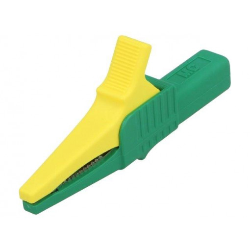 66.9755-20; Crocodile clip; 32A; 1kVDC; yellow-green; Grip capac: max.20mm; STÄUBLI