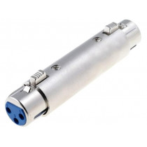 ; Coupler; XLR female,both sides; PIN: 3; silver; straight; 