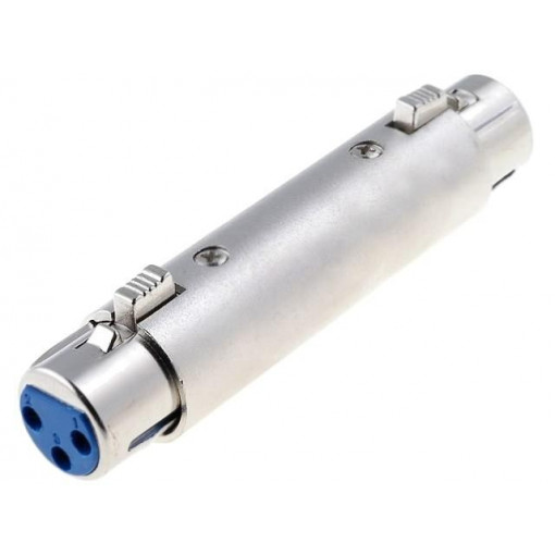 ; Coupler; XLR female,both sides; PIN: 3; silver; straight; ; Coupler; XLR female,both sides; PIN: 3; silver; straight;
