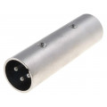 ; Coupler; XLR male,both sides; PIN: 3; silver; straight;  ; Coupler; XLR male,both sides; PIN: 3; silver; straight;