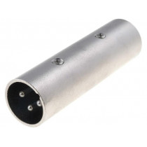 ; Coupler; XLR male,both sides; PIN: 3; silver; straight; 