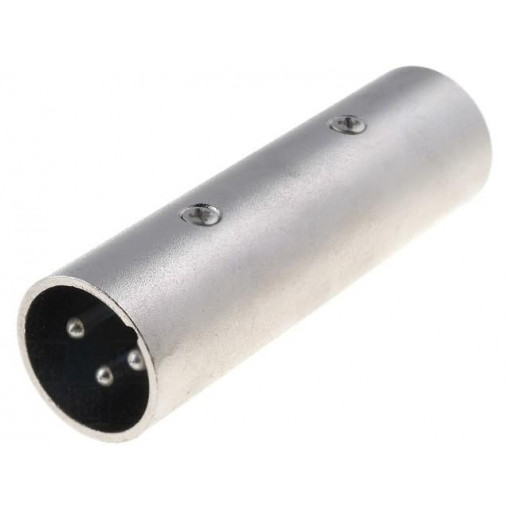 ; Coupler; XLR male,both sides; PIN: 3; silver; straight; ; Coupler; XLR male,both sides; PIN: 3; silver; straight;