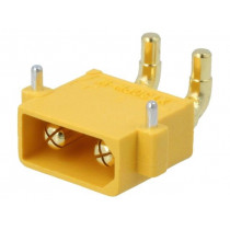 XT30PW-M; Socket; DC supply; XT30; male; PIN: 2; on PCBs; THT; Colour: yellow; AMASS
