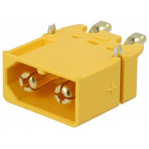 XT60PT-M; Socket; DC supply; XT60; male; PIN: 2; on PCBs; SMT; Colour: yellow; AMASS