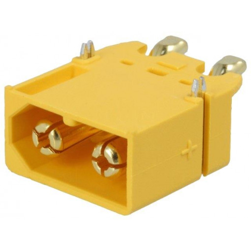 XT60PT-M; Socket; DC supply; XT60; male; PIN: 2; on PCBs; SMT; Colour: yellow; AMASS