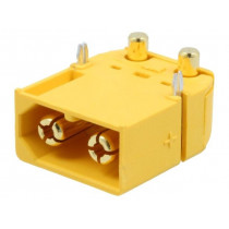 XT60PW-M; Socket; DC supply; XT60; male; PIN: 2; on PCBs; THT; Colour: yellow; AMASS