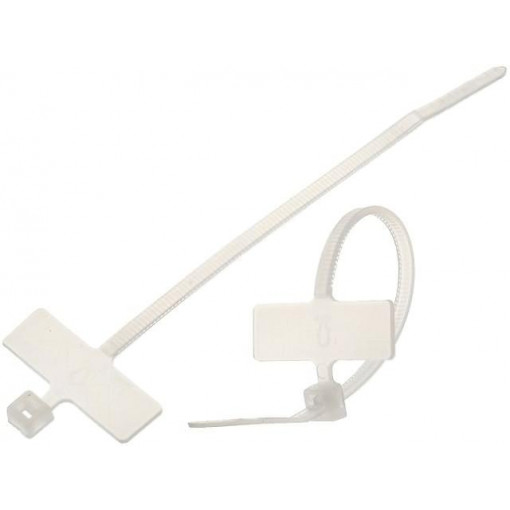 ; Cable tie; with label; L: 100mm; W: 2.5mm; polyamide; natural; FIX&FASTEN