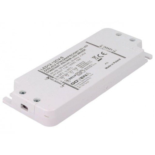 Z-LED-12W-12CV-SLIM; Power supply: switched-mode; LED; 12W; 12VDC; 1A; 185÷265VAC; IP20; GOVENA
