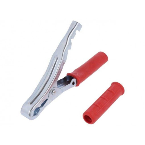 ; Crocodile clip; 90A; Grip capac: max.25mm; Overall len: 155mm; red; 