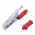 ; Crocodile clip; 40A; Grip capac: max.15mm; Overall len: 80mm; red; 