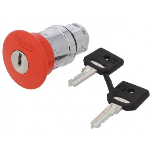 ZB4BS944; Switch: emergency stop with key; Stabl.pos: 2; 22mm; red; IP66; SCHNEIDER ELECTRIC