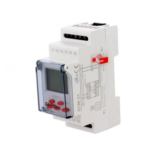 ZCM-31; Programmable time switch; Range: 1 year; SPDT; 230VAC; DIN; PIN: 5; ZAMEL