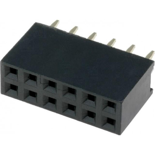 DS1023-2*6S21; Socket; pin strips; female; PIN: 12; straight; 2.54mm; THT; 2x6; 3A; CONNFLY