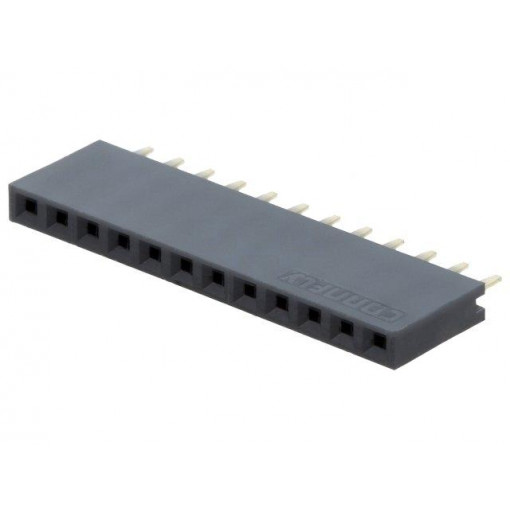 DS1023-1*12S21; Socket; pin strips; female; PIN: 12; straight; 2.54mm; THT; 1x12; CONNFLY