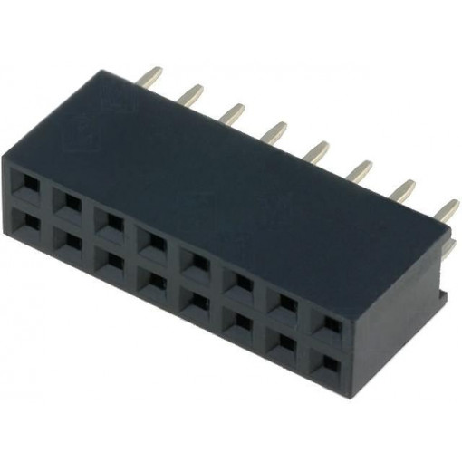 DS1023-2*8S21; Socket; pin strips; female; PIN: 16; straight; 2.54mm; THT; 2x8; 3A; CONNFLY
