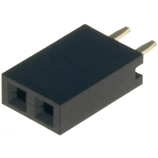 DS1023-1*2S21; Socket; pin strips; female; PIN: 2; straight; 2.54mm; THT; 1x2; 3A; CONNFLY DS1023-1*2S21; Socket; pin strips; female; PIN: 2; straight; 2.54mm; THT; 1x2; 3A; CONNFLY