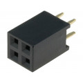 DS1023-2*2S21; Socket; pin strips; female; PIN: 4; straight; 2.54mm; THT; 2x2; 3A; CONNFLY