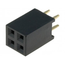 DS1023-2*2S21; Socket; pin strips; female; PIN: 4; straight; 2.54mm; THT; 2x2; 3A; CONNFLY