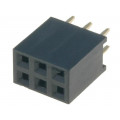 DS1023-2*3S21; Socket; pin strips; female; PIN: 6; straight; 2.54mm; THT; 2x3; 3A; CONNFLY